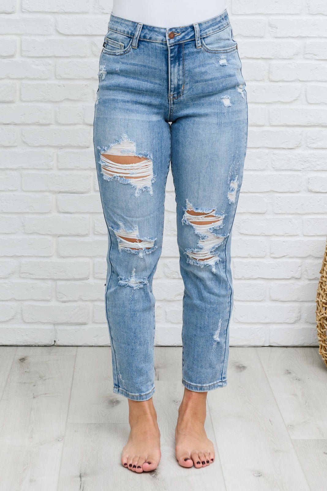 Florence High Waist Destroyed Boyfriend Jeans (Online Exclusive) - Uptown Boutique Ramona