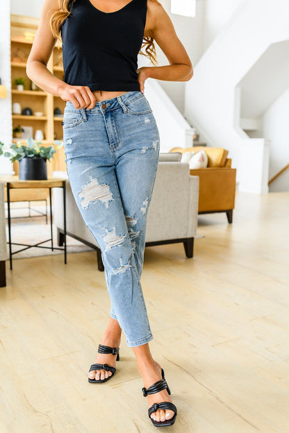 Florence High Waist Destroyed Boyfriend Jeans (Online Exclusive) - Uptown Boutique Ramona