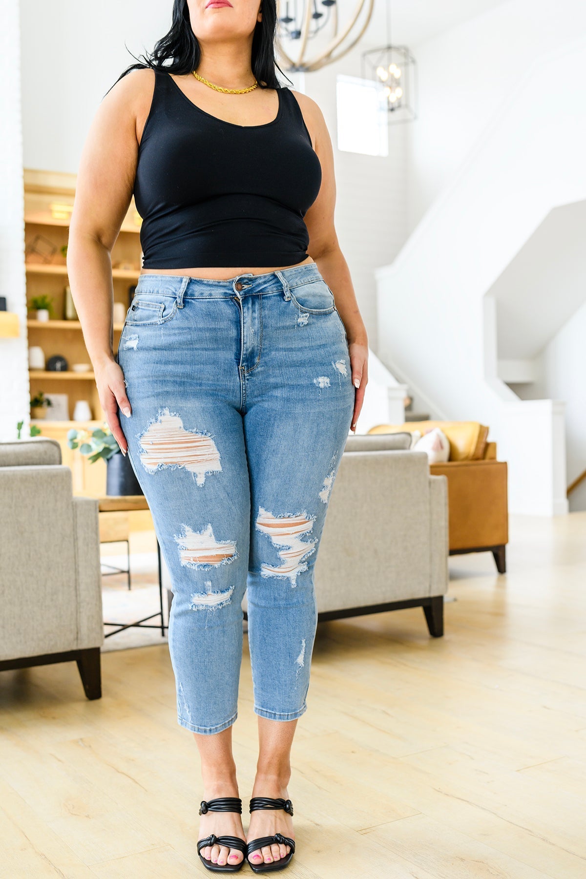 Florence High Waist Destroyed Boyfriend Jeans (Online Exclusive) - Uptown Boutique Ramona