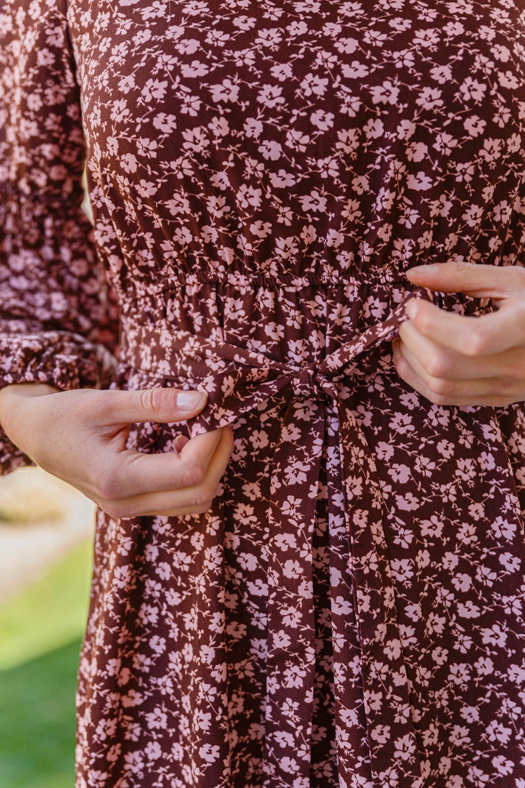 Flow With The Times Floral Midi Dress In Brown (Online Exclusive) - Uptown Boutique Ramona