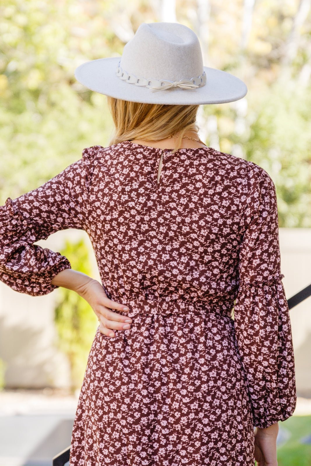 Flow With The Times Floral Midi Dress In Brown (Online Exclusive) - Uptown Boutique Ramona