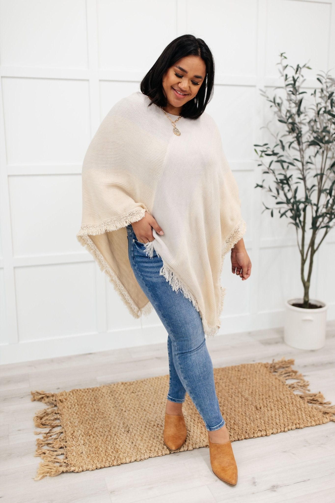 Forever Loved Poncho in Grey (Online Exclusive) - Uptown Boutique Ramona