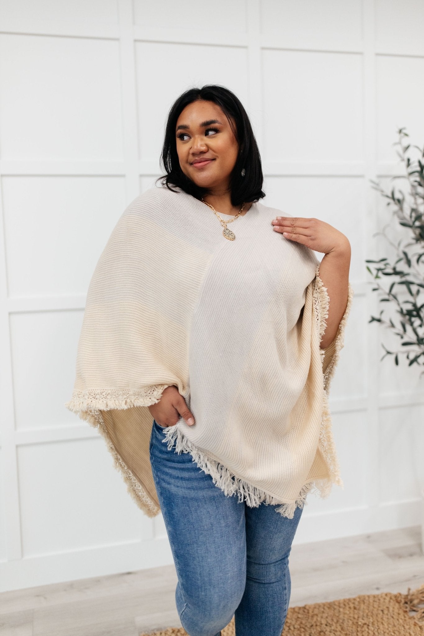 Forever Loved Poncho in Grey (Online Exclusive) - Uptown Boutique Ramona