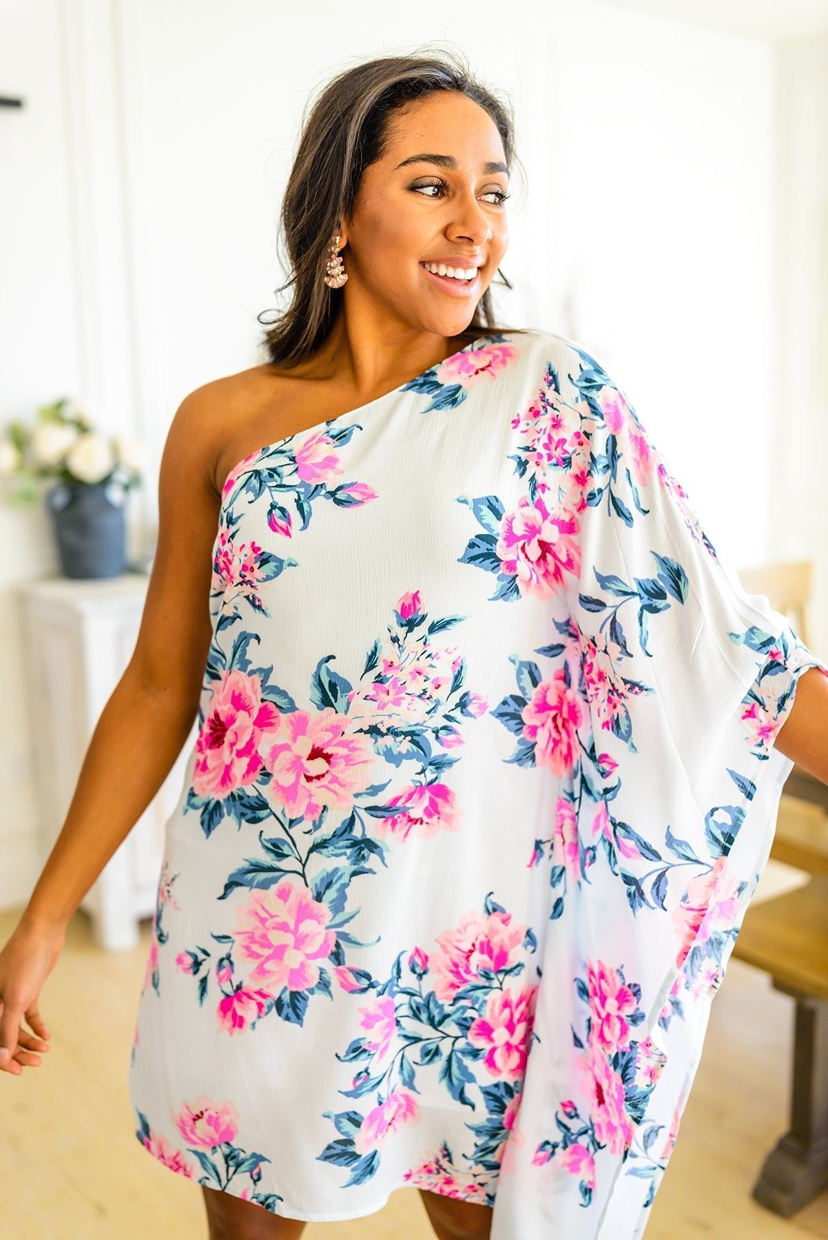 Forever Smitten Floral One Shoulder Dress (Online Exclusive) - Uptown Boutique Ramona