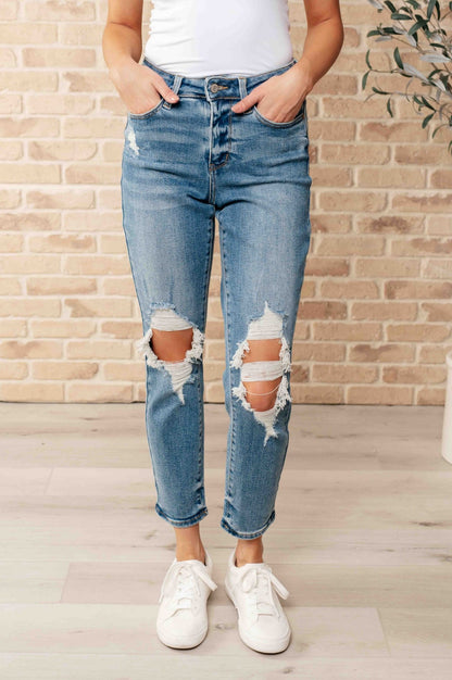 Frankie High Waist Distressed Boyfriend Jeans (Online Exclusive) - Uptown Boutique Ramona