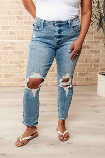 Frankie High Waist Distressed Boyfriend Jeans (Online Exclusive) - Uptown Boutique Ramona