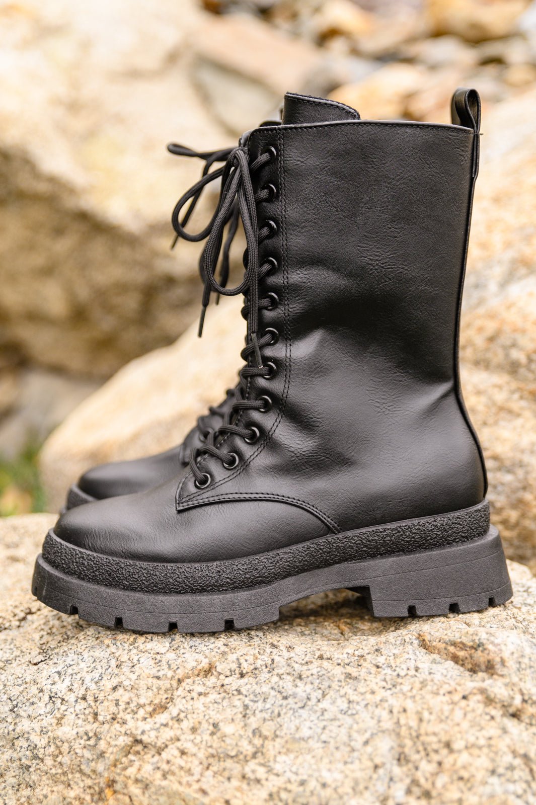 Fresh Feels Combat Boots In Black (Online Exclusive) - Uptown Boutique Ramona