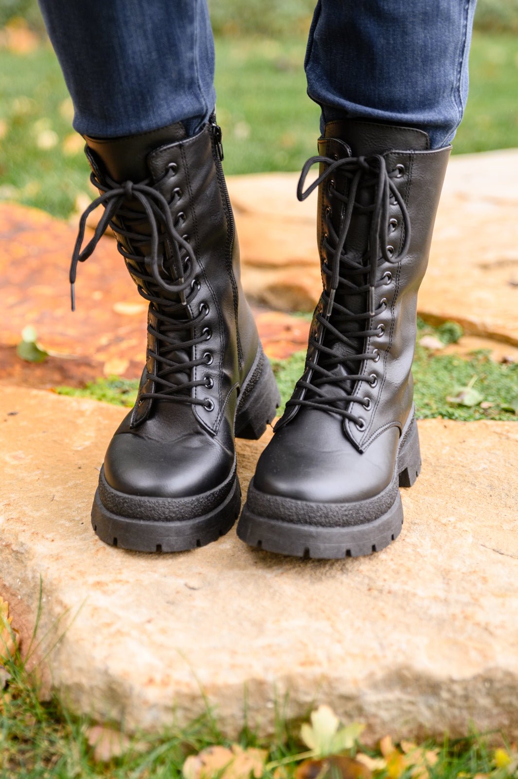 Fresh Feels Combat Boots In Black (Online Exclusive) - Uptown Boutique Ramona