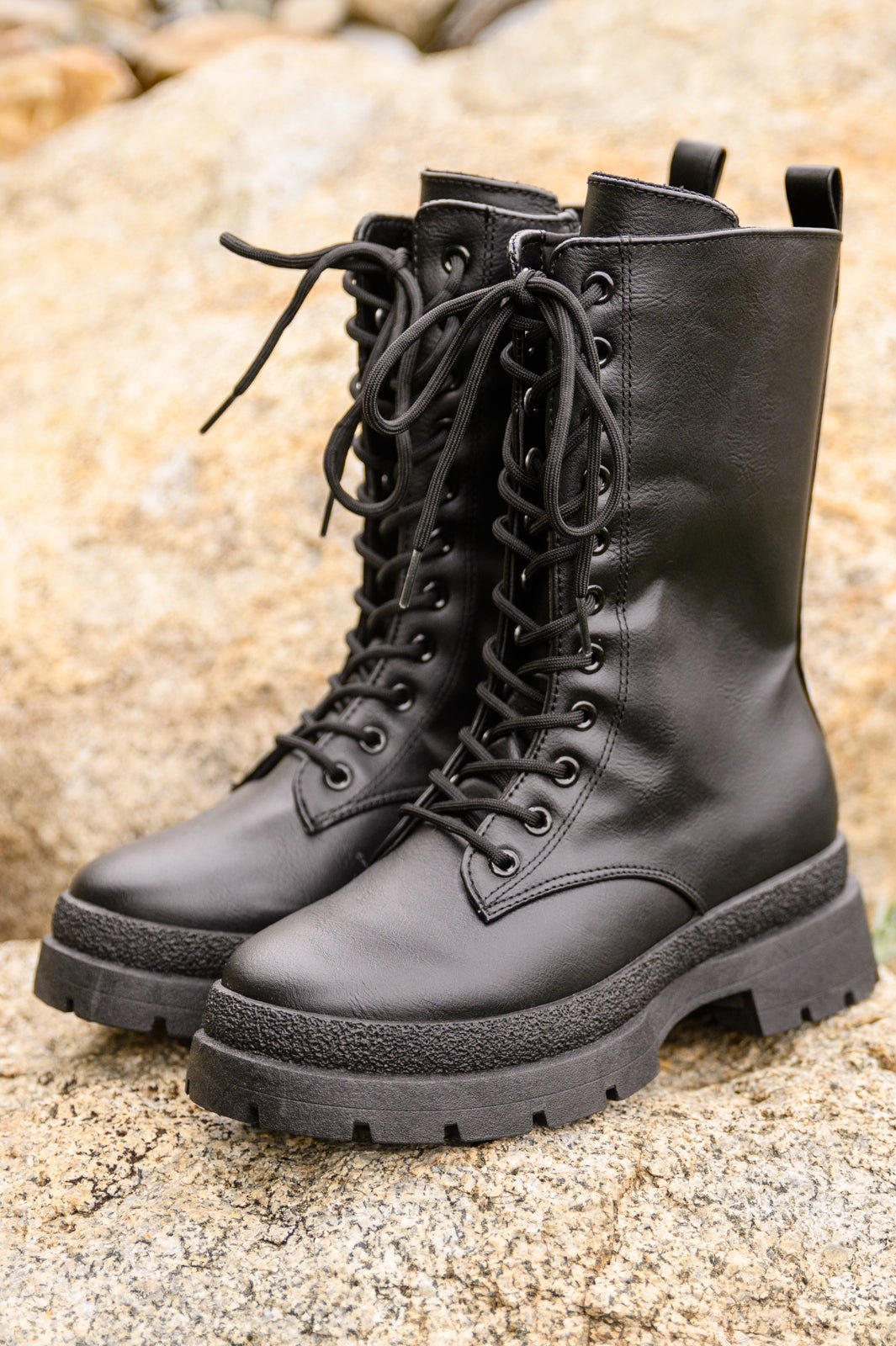 Fresh Feels Combat Boots In Black (Online Exclusive) - Uptown Boutique Ramona