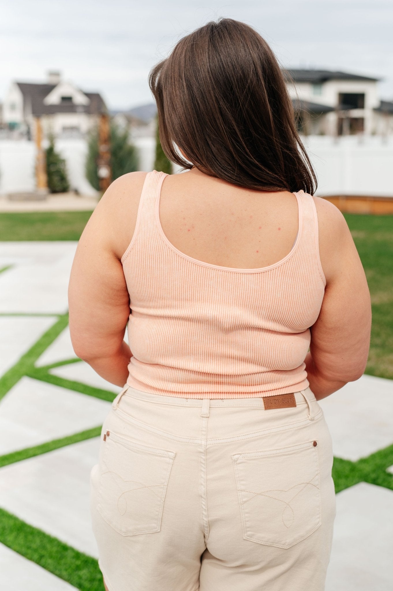 Fundamentals Ribbed Seamless Reversible Tank in Peach (Online Exclusive) - Uptown Boutique Ramona