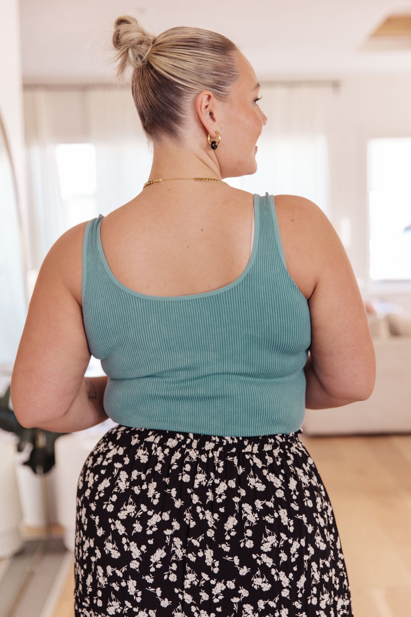 Fundamentals Ribbed Seamless Reversible Tank in Vintage Blue (Online Exclusive) - Uptown Boutique Ramona