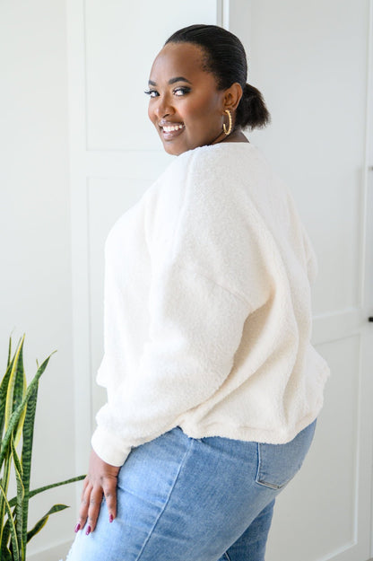 Fuzzy Cuddles Sweater in Off White (Online Exclusive) - Uptown Boutique Ramona