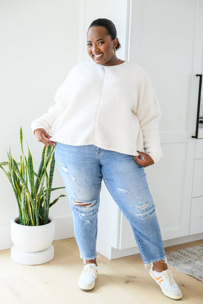 Fuzzy Cuddles Sweater in Off White (Online Exclusive) - Uptown Boutique Ramona