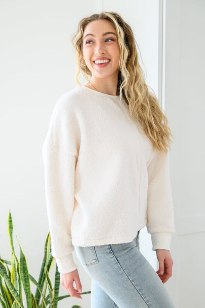 Fuzzy Cuddles Sweater in Off White (Online Exclusive) - Uptown Boutique Ramona