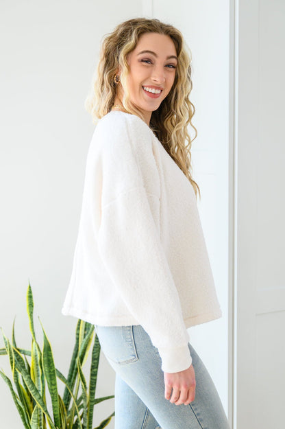 Fuzzy Cuddles Sweater in Off White (Online Exclusive) - Uptown Boutique Ramona