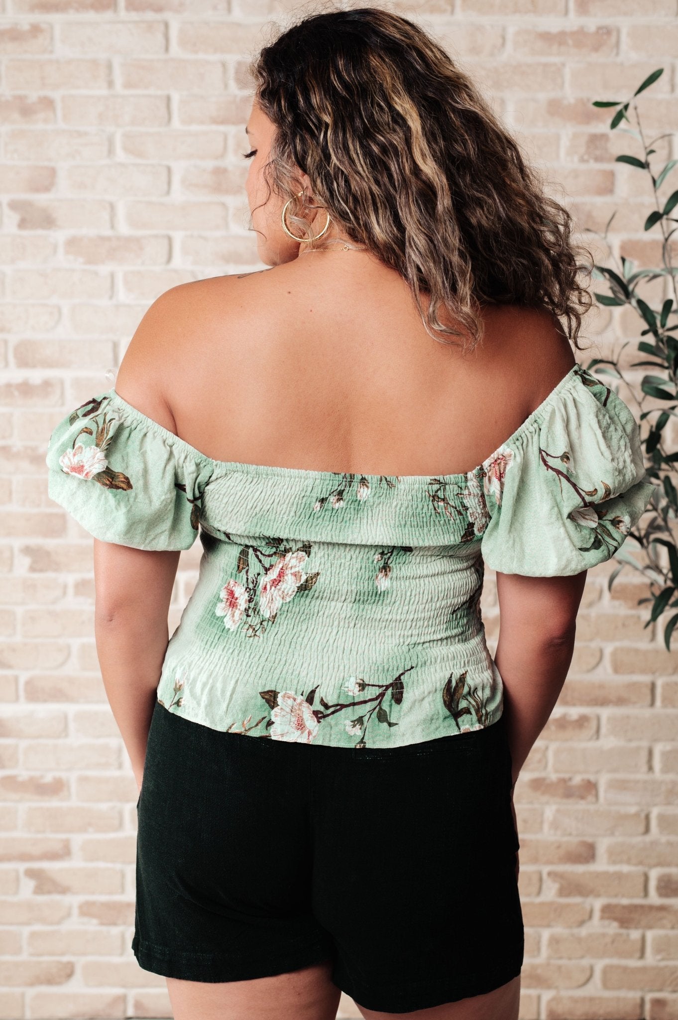 Garden of Eden Balloon Sleeve Top in Sage (Online Exclusive) - Uptown Boutique Ramona