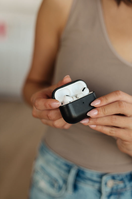 Genuine Leather Airpod Pro Protective Case in Black (Online Exclusive) - Uptown Boutique Ramona