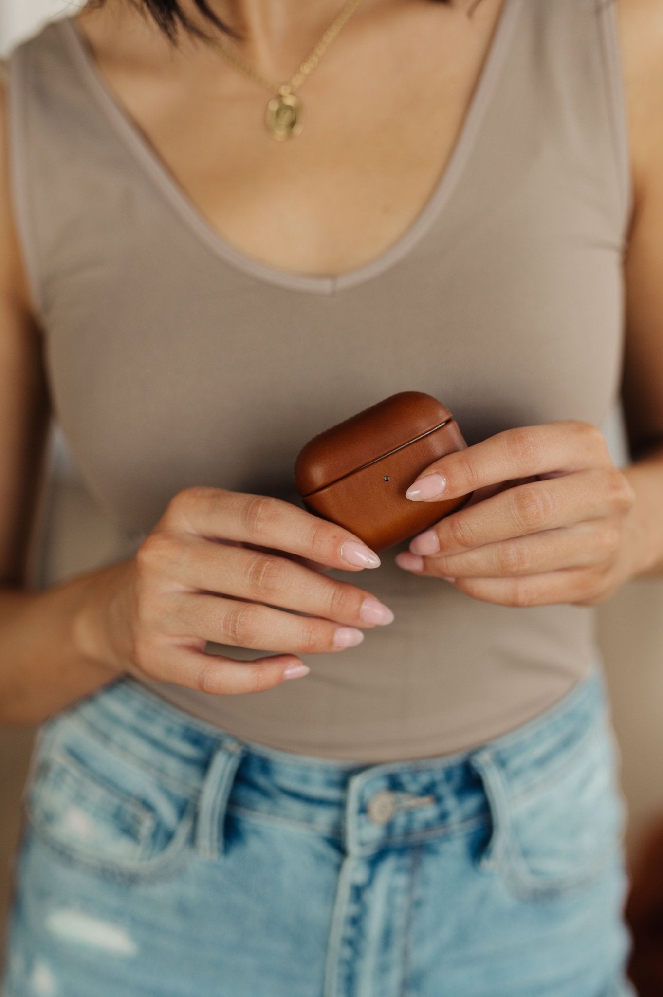 Genuine Leather Airpod Pro Protective Case in Brown (Online Exclusive) - Uptown Boutique Ramona