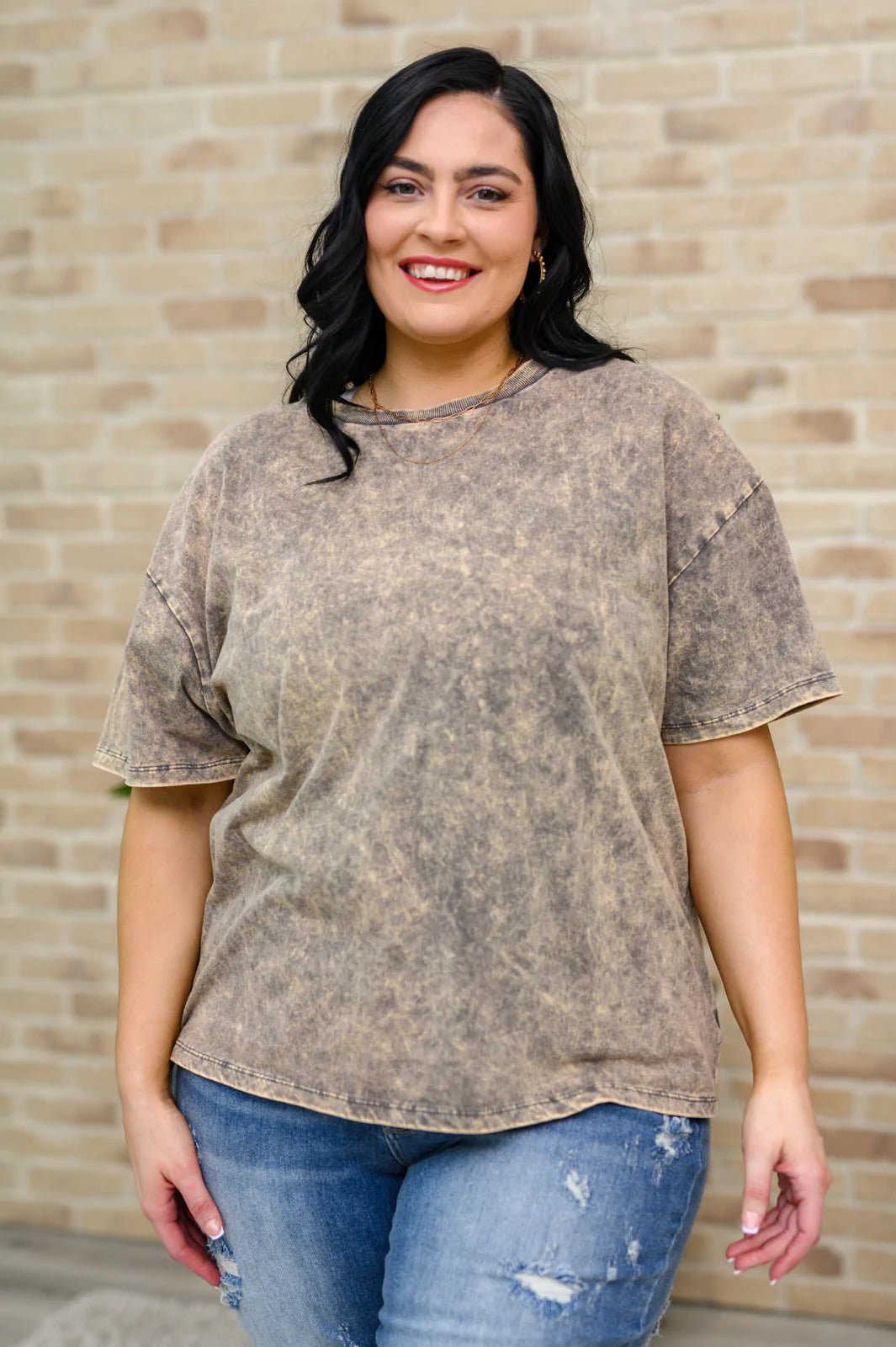 Get Ahead Washed Short Sleeve Top (Online Exclusive) - Uptown Boutique Ramona