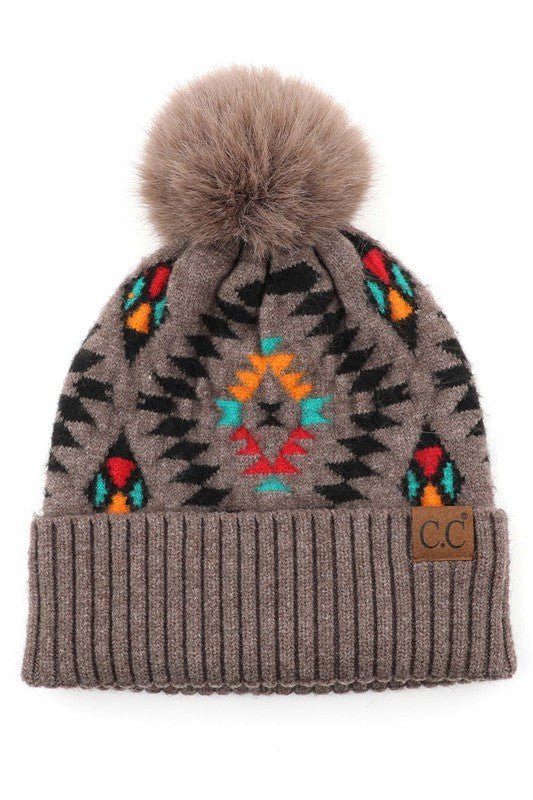 Get Your Attention Aztec Beanie - Uptown Boutique Ramona