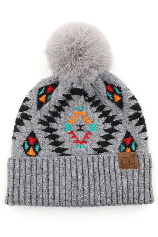 Get Your Attention Aztec Beanie - Uptown Boutique Ramona