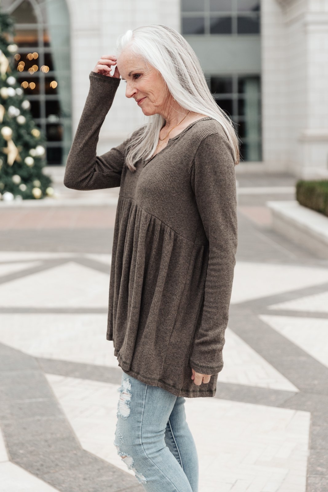 Giddy Up Babydoll Tee in Olive (Online Exclusive) - Uptown Boutique Ramona