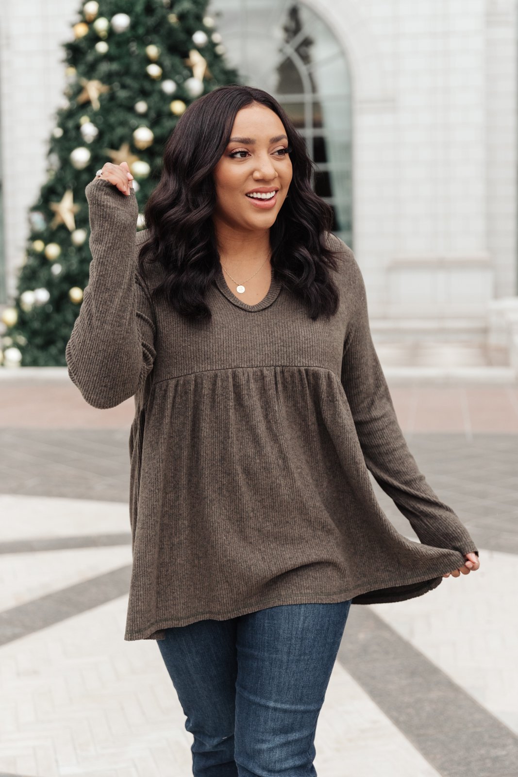 Giddy Up Babydoll Tee in Olive (Online Exclusive) - Uptown Boutique Ramona