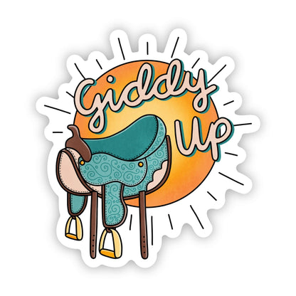 Giddy Up Saddle Sticker - Uptown Boutique Ramona