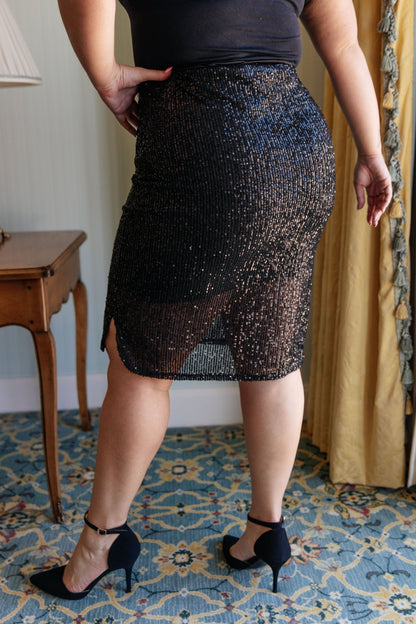 Gilded Age Sequin Skirt in Black (Online Exclusive) - Uptown Boutique Ramona