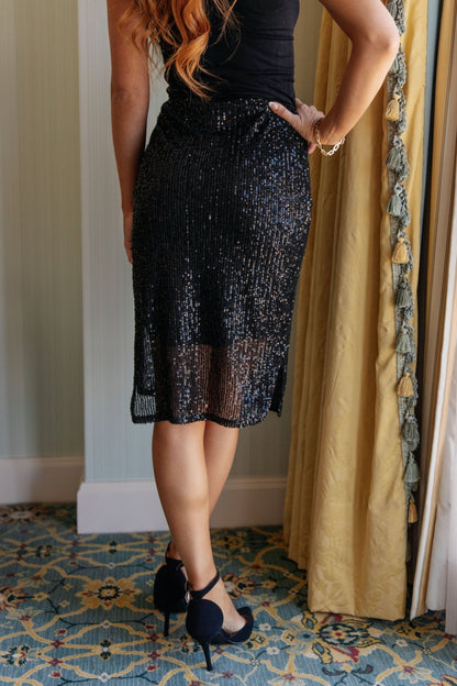 Gilded Age Sequin Skirt in Black (Online Exclusive) - Uptown Boutique Ramona