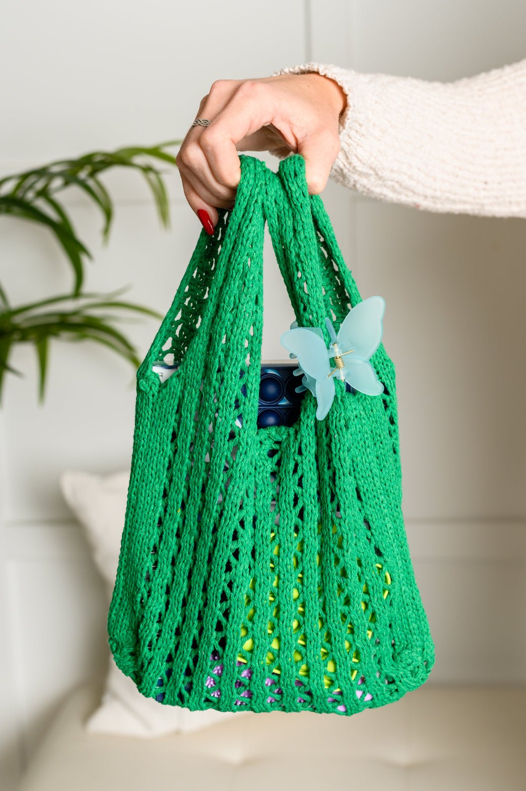 Girls Day Open Weave Bag in Green (Online Exclusive) - Uptown Boutique Ramona