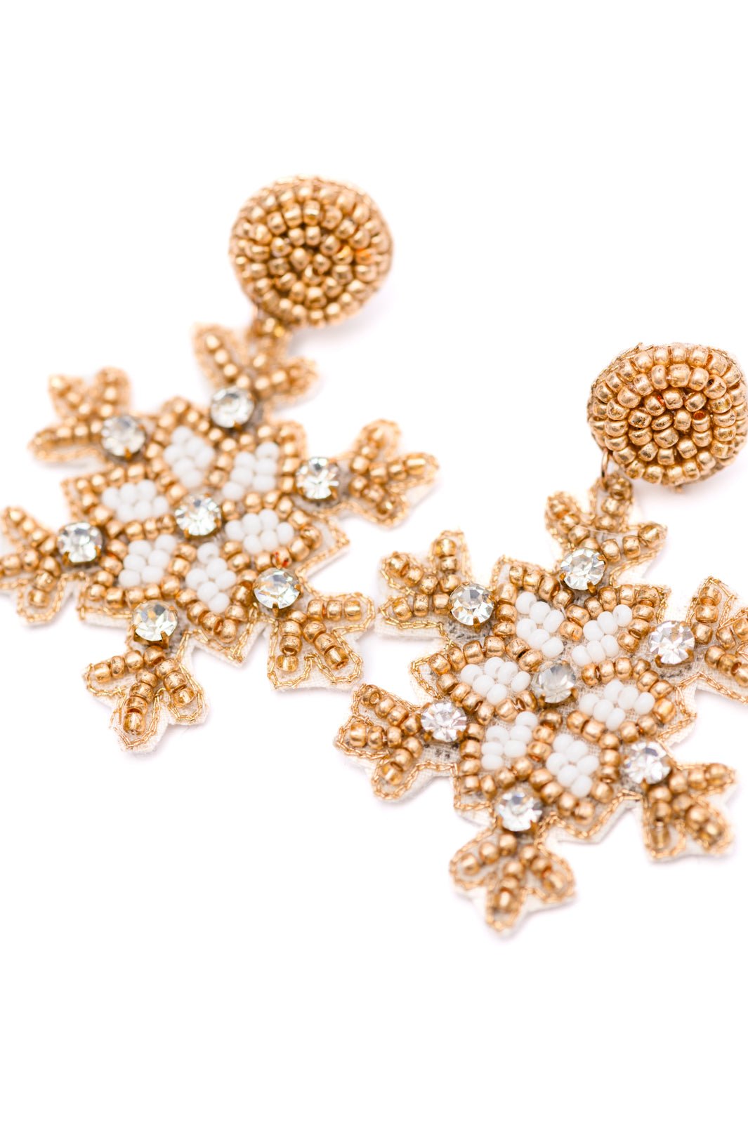 Glitz And Glam Beaded Snowflake Earrings (Online Exclusive) - Uptown Boutique Ramona