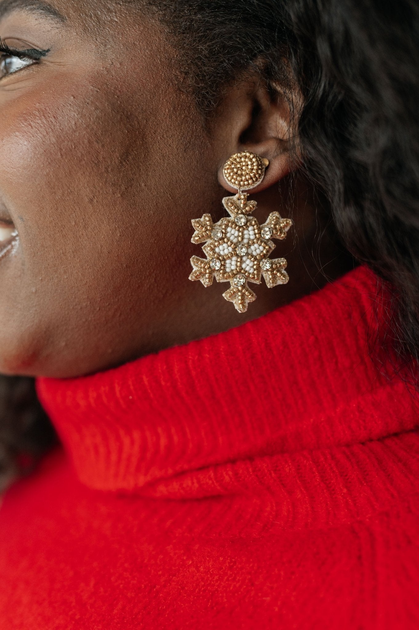 Glitz And Glam Beaded Snowflake Earrings (Online Exclusive) - Uptown Boutique Ramona