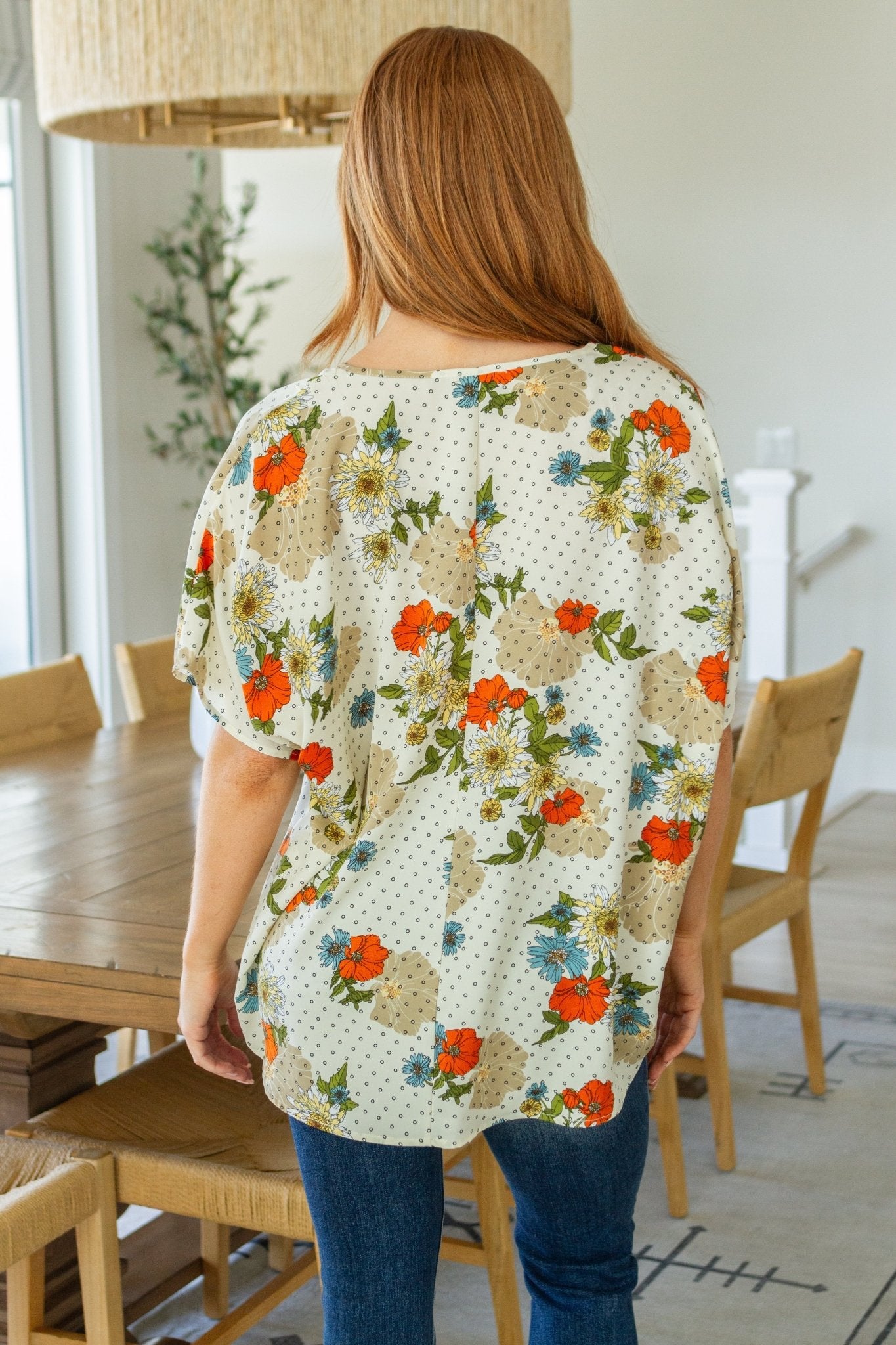 Good Morning Floral V - Neck Blouse (Online Exclusive) - Uptown Boutique Ramona