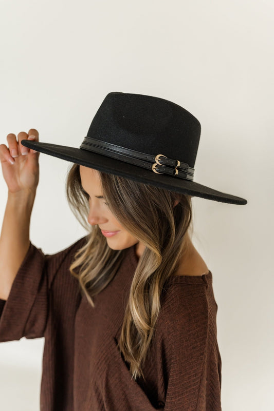 Got Me Floating Double Belt Fedora - Uptown Boutique Ramona