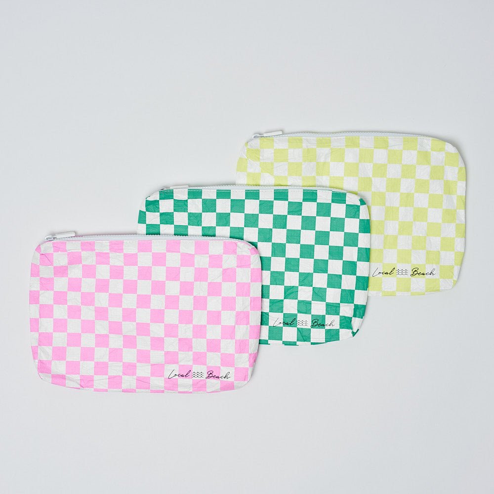 Green Checker Water Resistant Pouch - Uptown Boutique Ramona