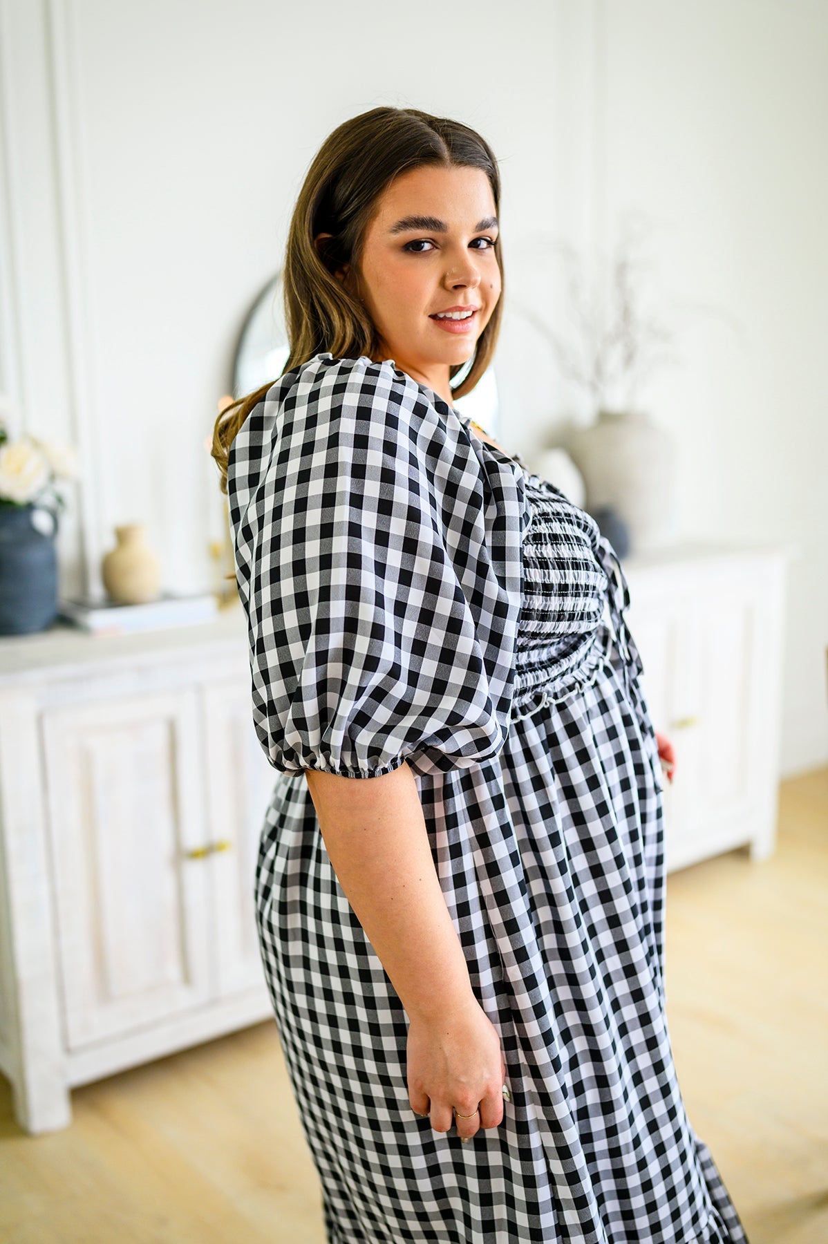 Greenville Gingham Midi Dress (Online Exclusive) - Uptown Boutique Ramona