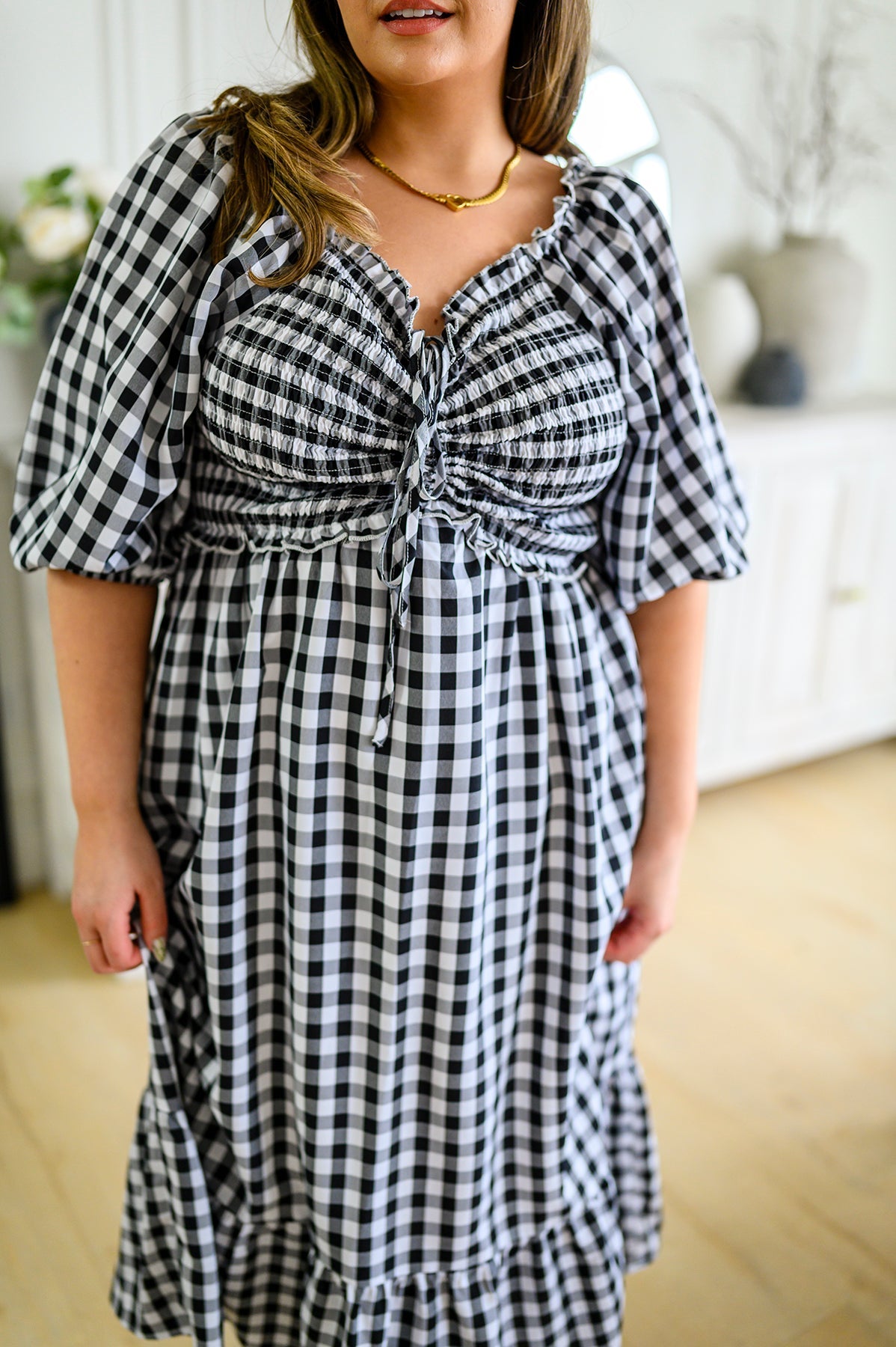 Greenville Gingham Midi Dress (Online Exclusive) - Uptown Boutique Ramona