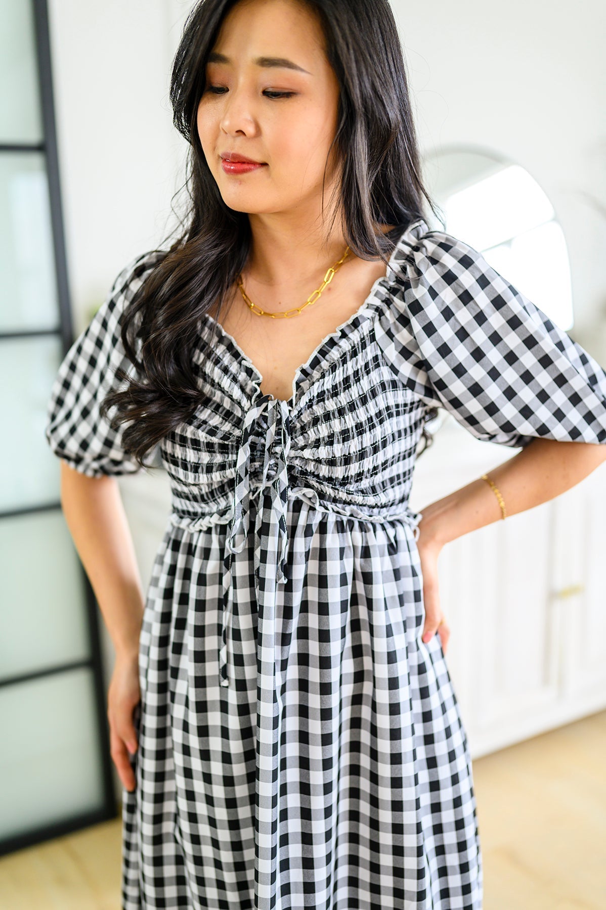 Greenville Gingham Midi Dress (Online Exclusive) - Uptown Boutique Ramona