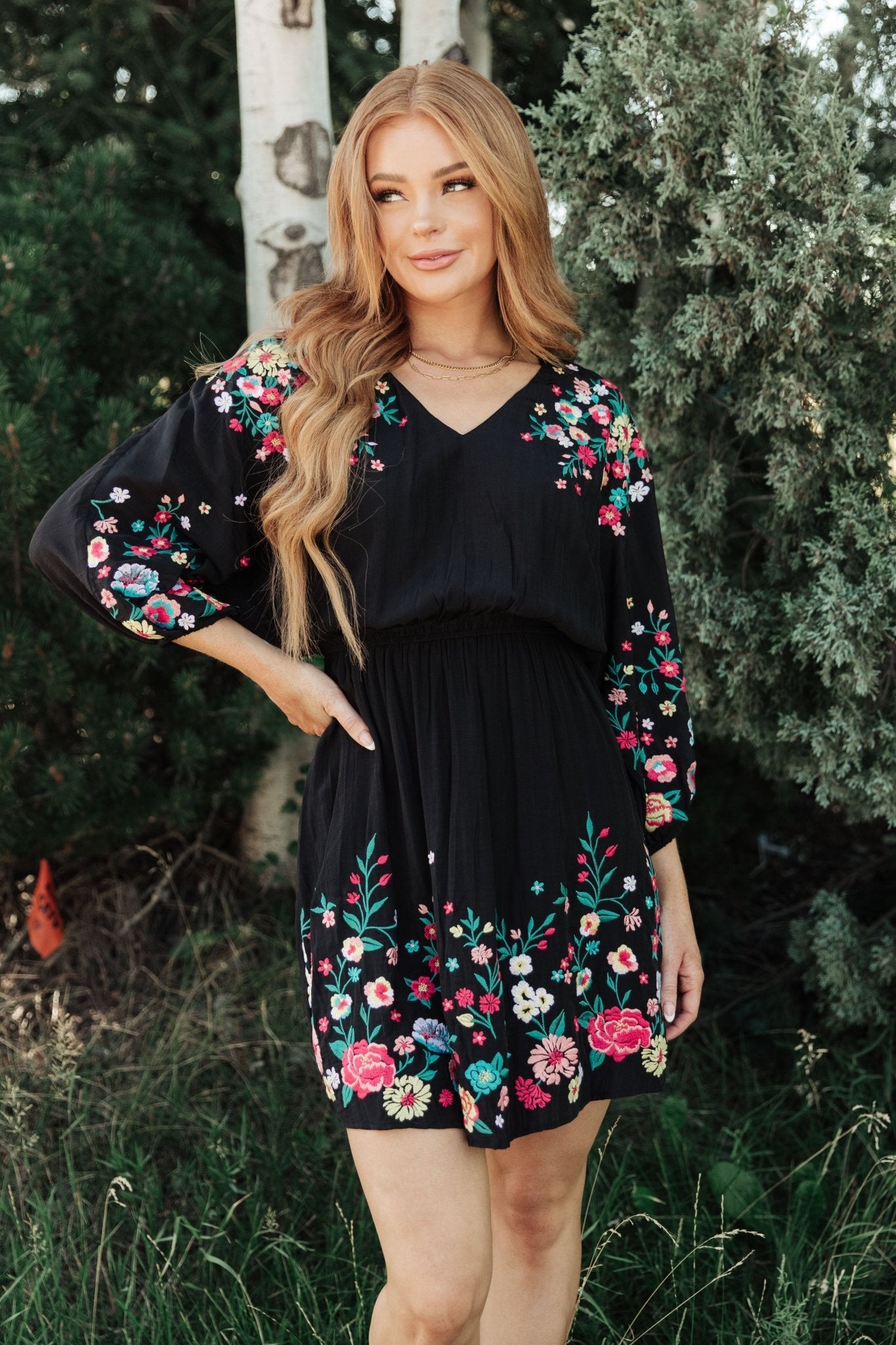 Happy To See You Floral Embroidered Dress (Online Exclusive) - Uptown Boutique Ramona