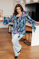 Have it All Angel Sleeve Top in Abstract Magenta (Online Exclusive) - Uptown Boutique Ramona