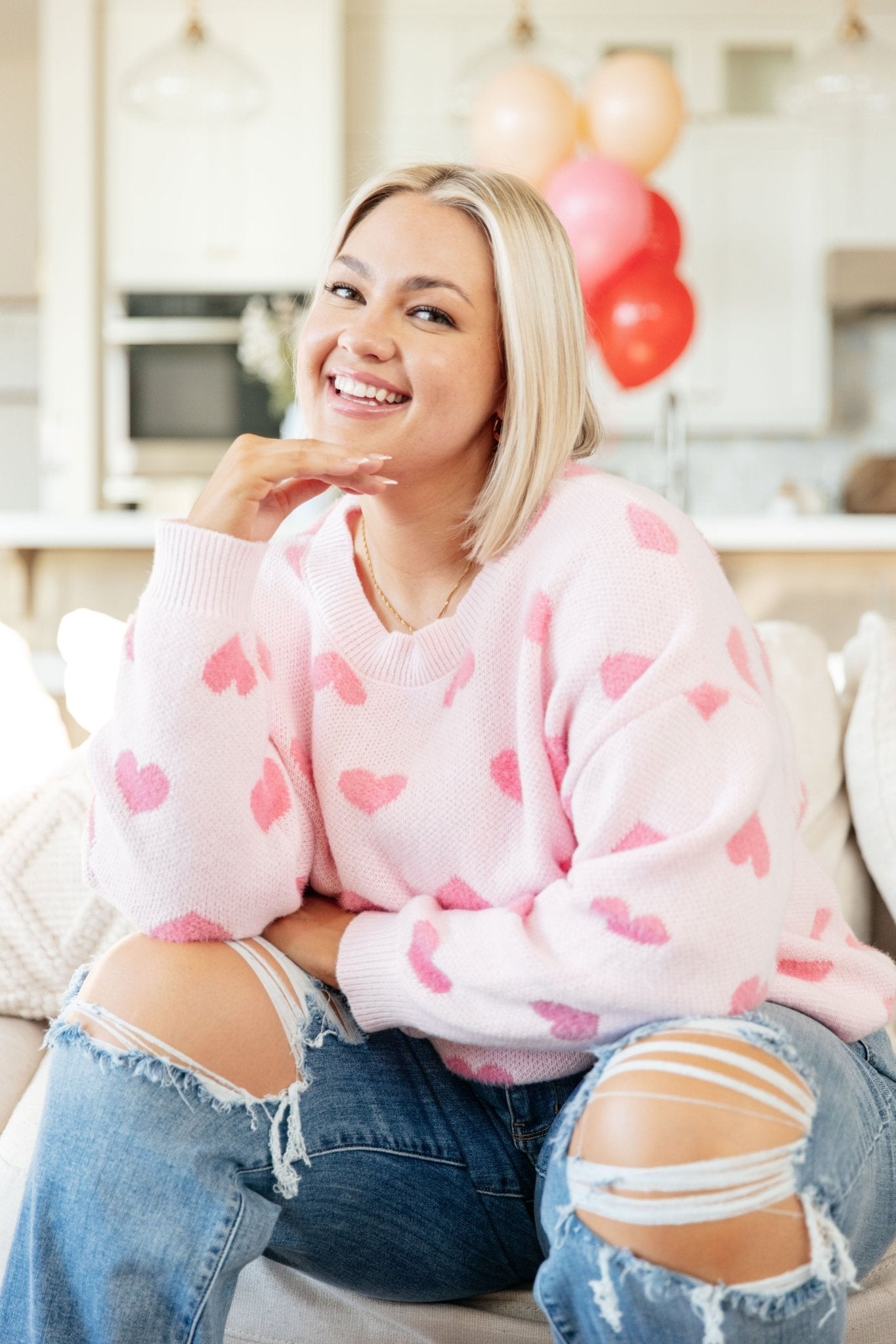 Heart On My Sleeves Sweater (Online Exclusive) - Uptown Boutique Ramona