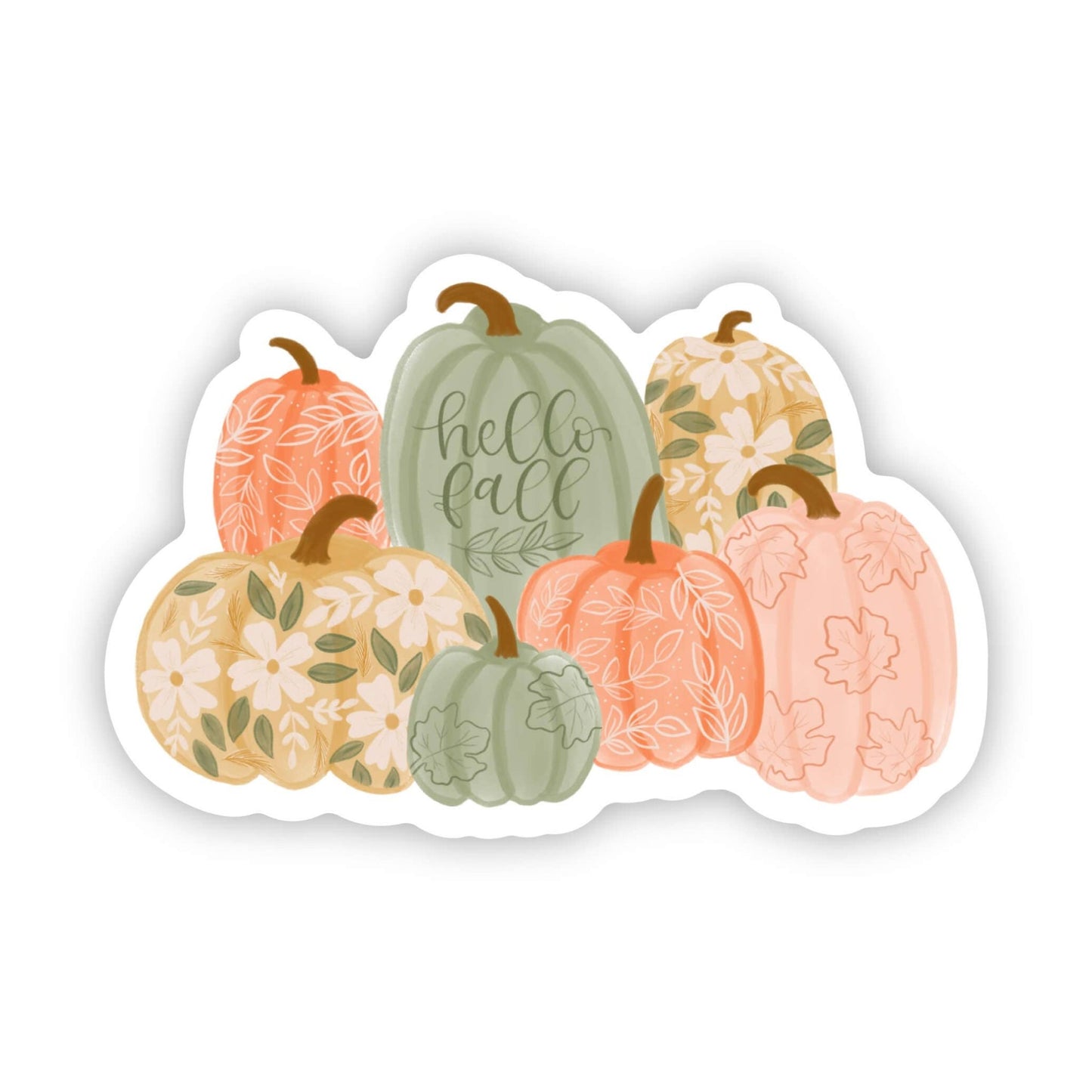 Hello Fall Floral Pumpkin Sticker - Uptown Boutique Ramona