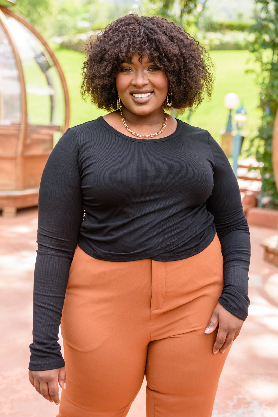 Here For It Long Sleeve Ribbed Crop Top (Online Exclusive) - Uptown Boutique Ramona