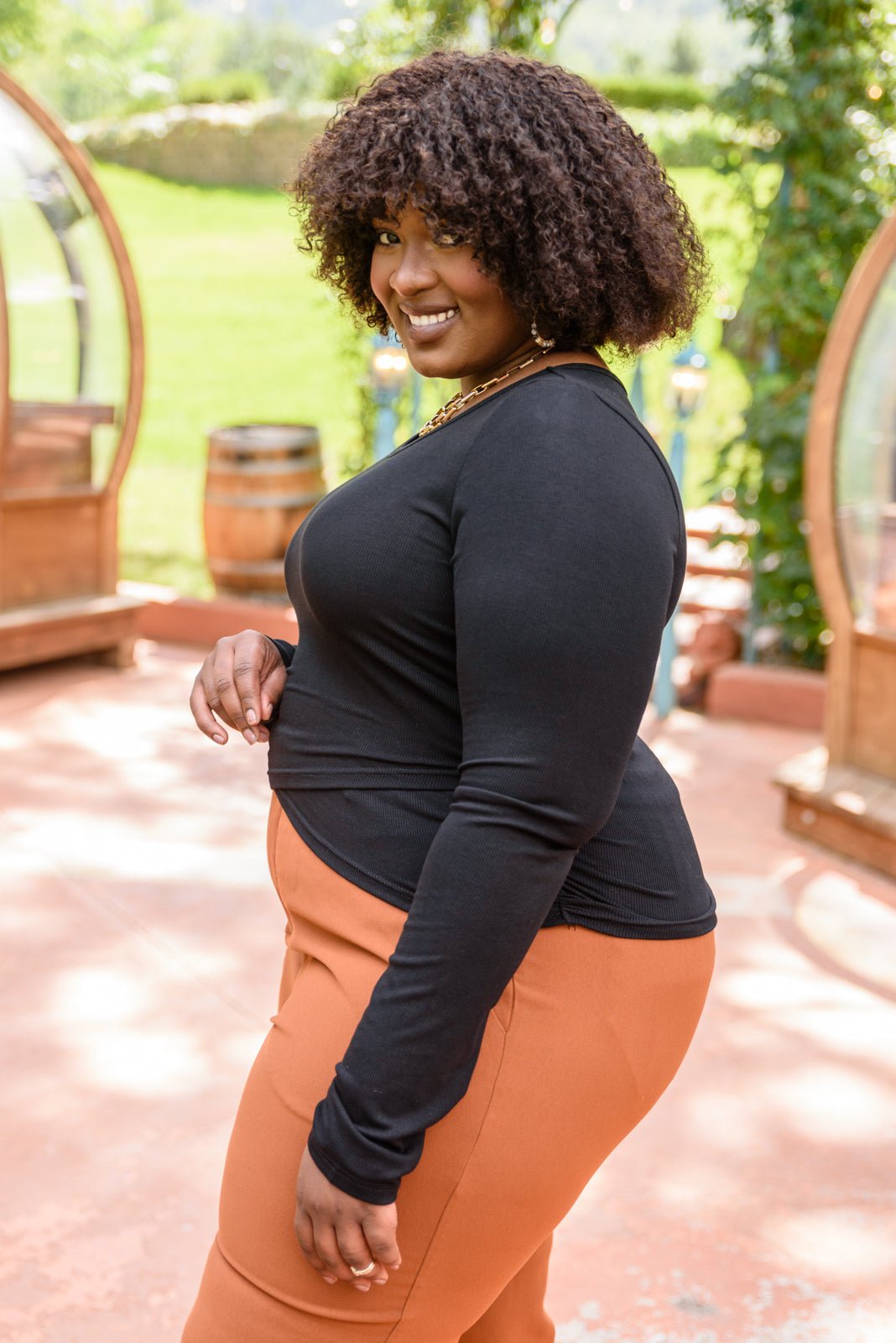 Here For It Long Sleeve Ribbed Crop Top (Online Exclusive) - Uptown Boutique Ramona