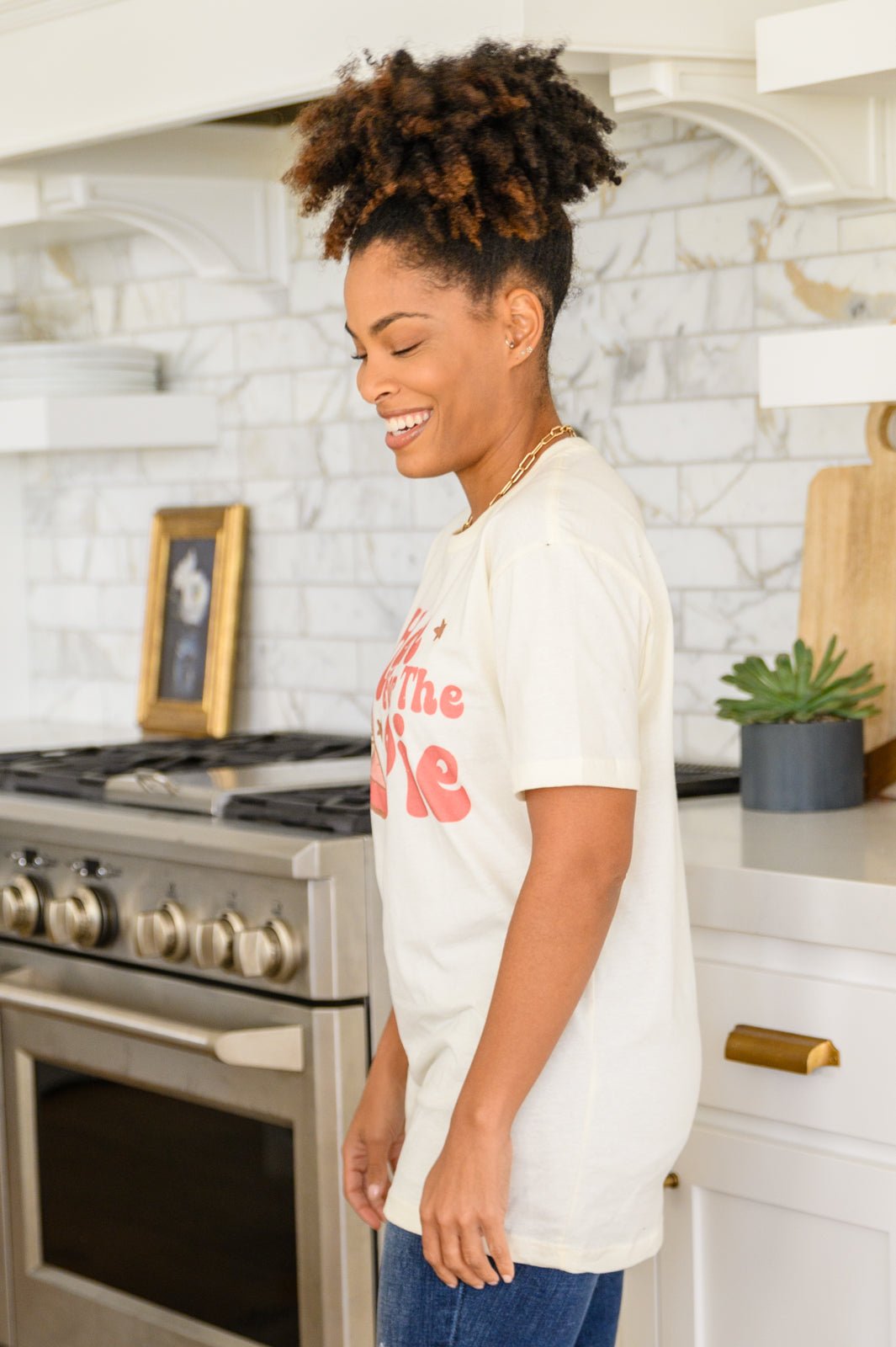 Here For The Pie Graphic T - Shirt In Cream (Online Exclusive) - Uptown Boutique Ramona