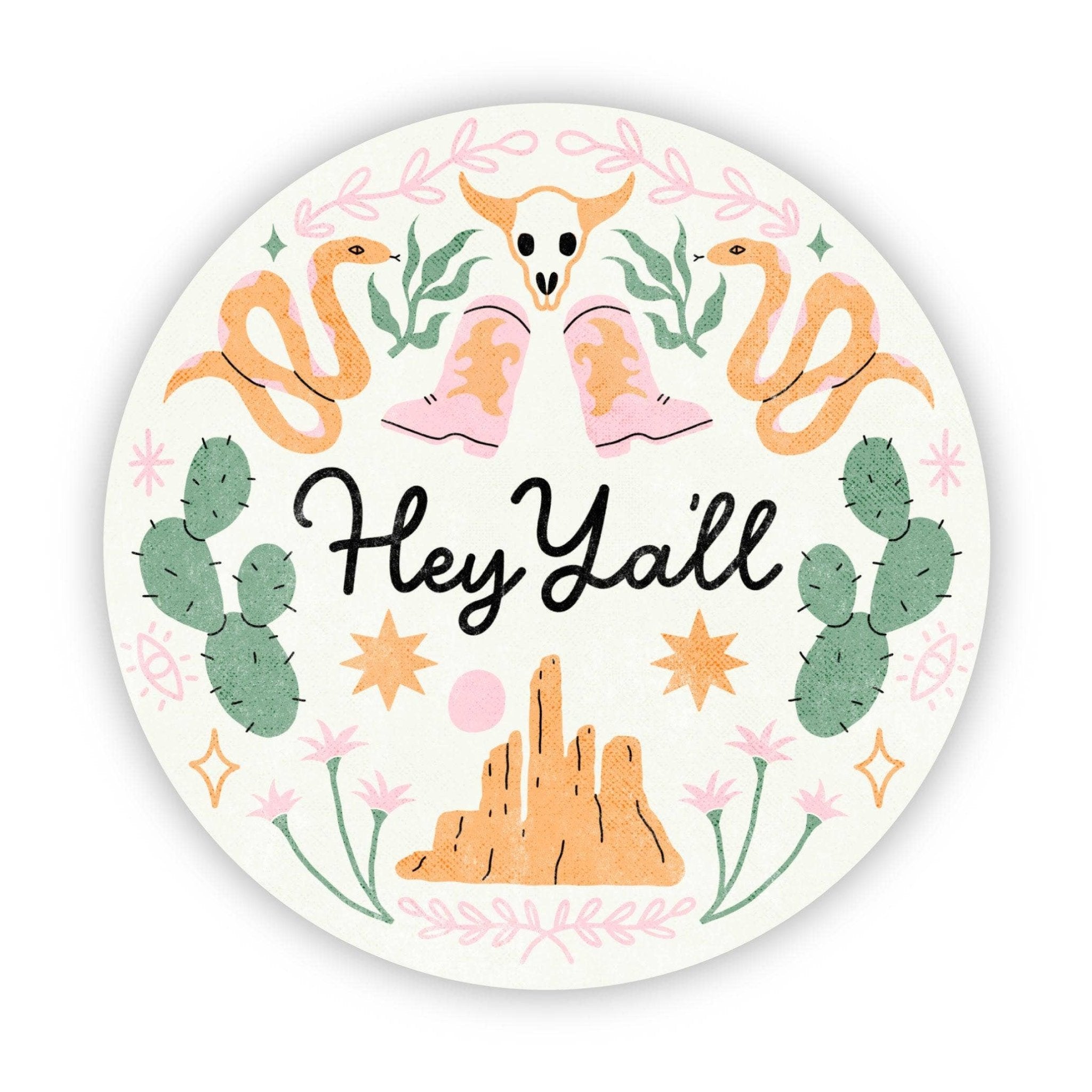 Hey Y'all Western Theme Sticker - Uptown Boutique Ramona