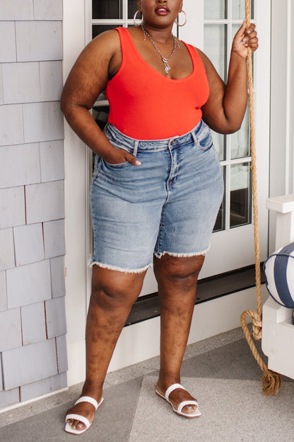 Hi - Rise Cut Off Bermudas (Online Exclusive) - Uptown Boutique Ramona