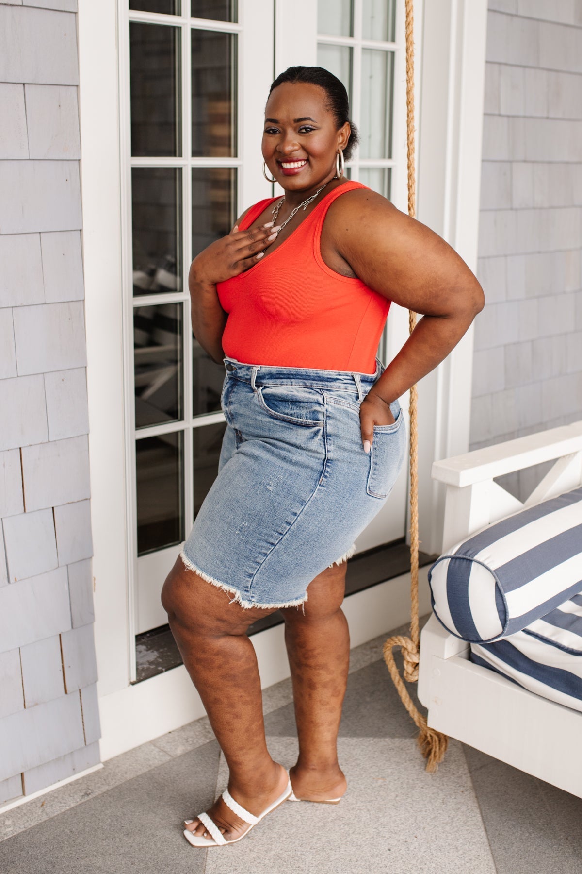 Hi - Rise Cut Off Bermudas (Online Exclusive) - Uptown Boutique Ramona