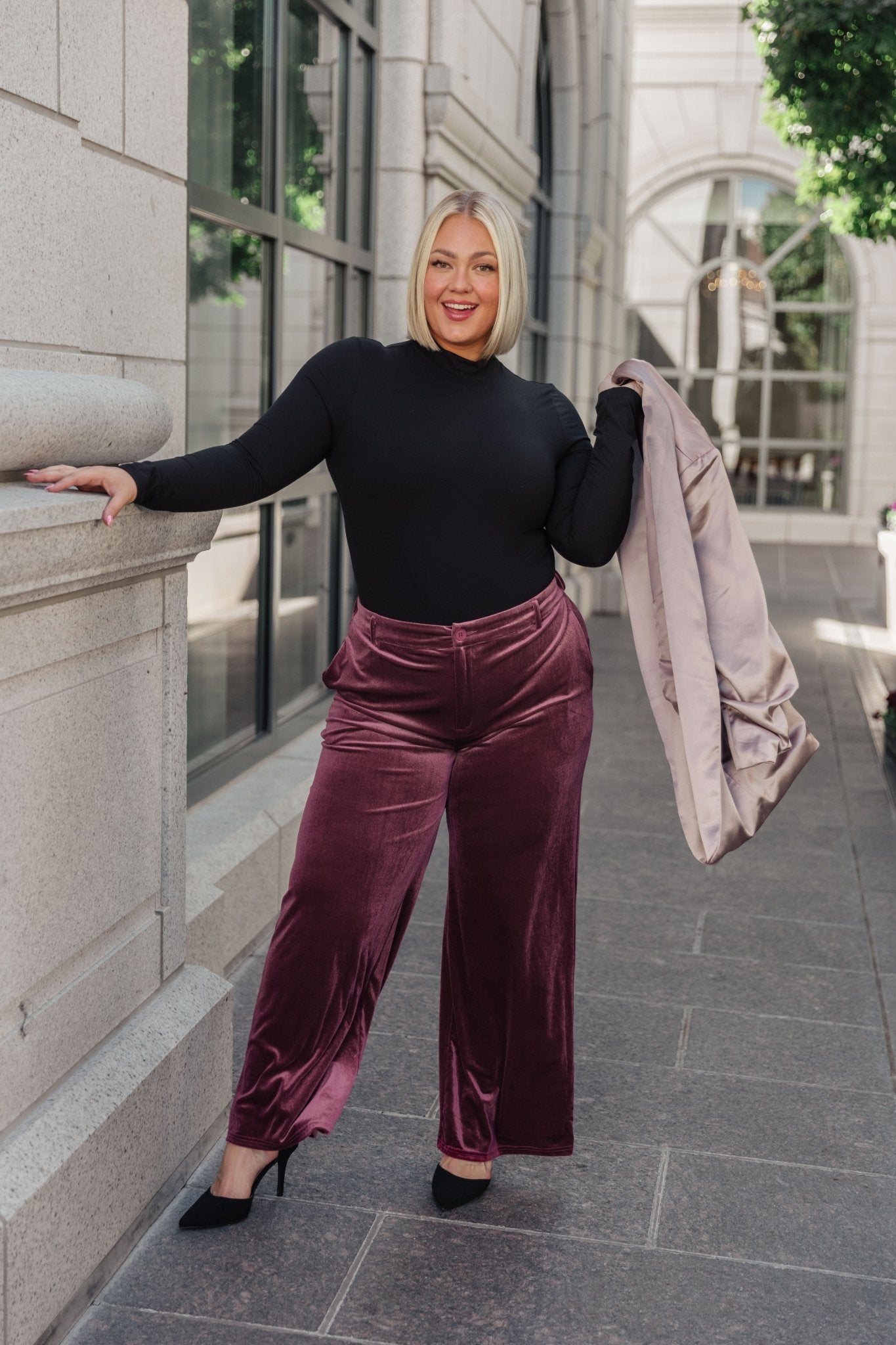 High Society Velvet Wide Leg Trousers (Online Exclusive) - Uptown Boutique Ramona